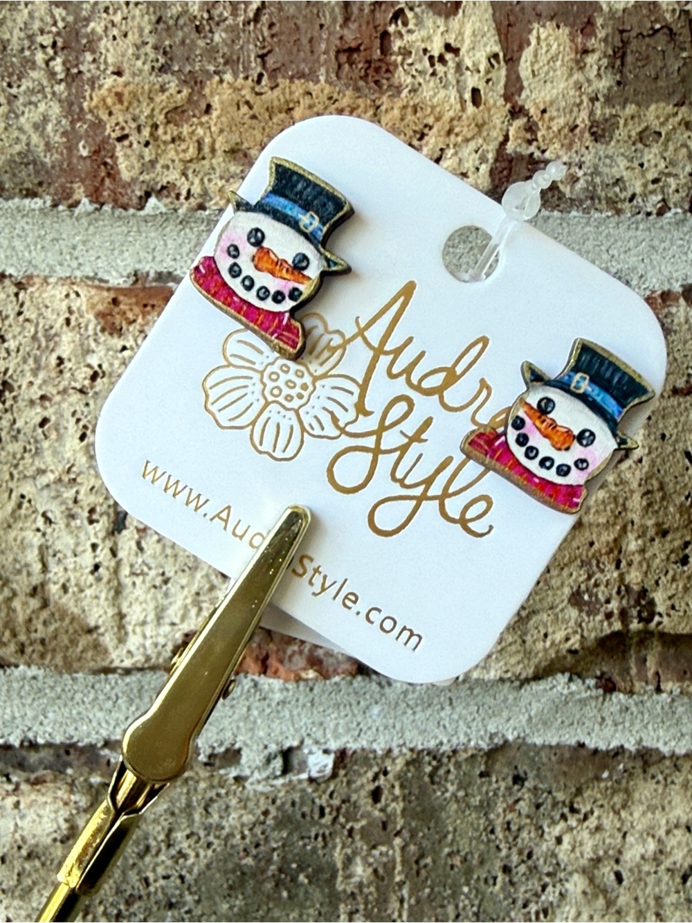 Wood Hand Painted Snowman Stud Earrings - Quality Boutique Earrings